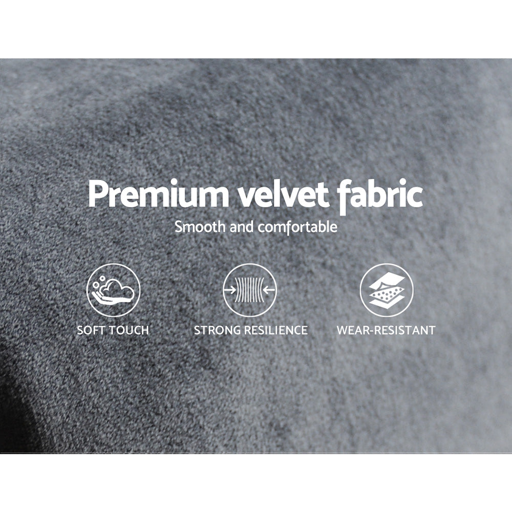 Bed Head King Size Velvet - Vela Grey