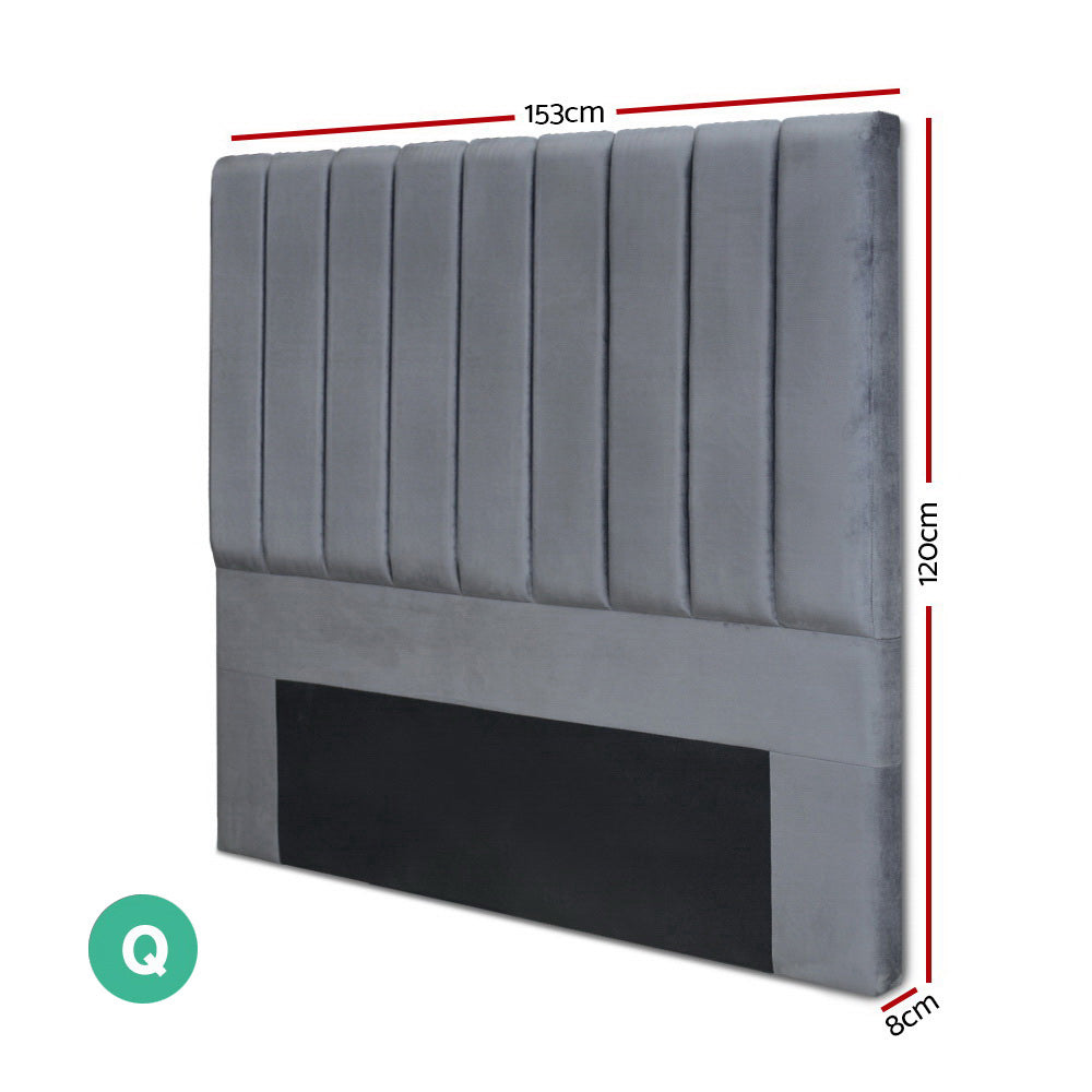 Bed Head Queen Size Velvet - Vela Grey