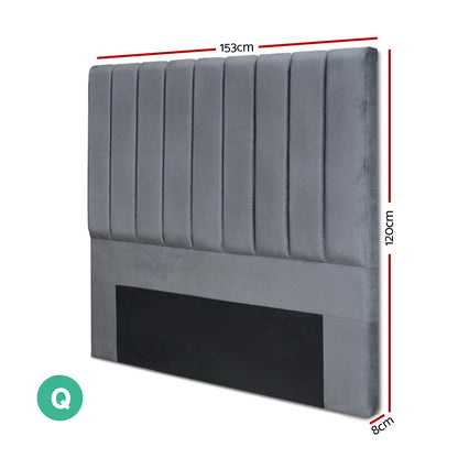 Bed Head Queen Size Velvet - Vela Grey