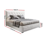 Double Full Size Gas Lift Bed Frame Base With Storage Mattress White Leather