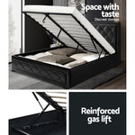 Bed Frame Double Size Gas Lift Black Tiyo Gas Lift Storage Tufted