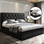 Bed Frame Double Size Gas Lift Black Tiyo Gas Lift Storage Tufted