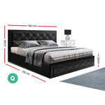 Bed Frame Queen Size Gas Lift Black Tiyo Gas Lift Storage Fabric