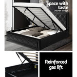 Bed Frame Queen Size Gas Lift Black Tiyo Gas Lift Storage Fabric