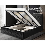 King Size Gas Lift Bed Frame Base With Storage Mattress Black Leather