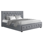 King Size Gas Lift Bed Frame Base With Storage Mattress Grey Fabric