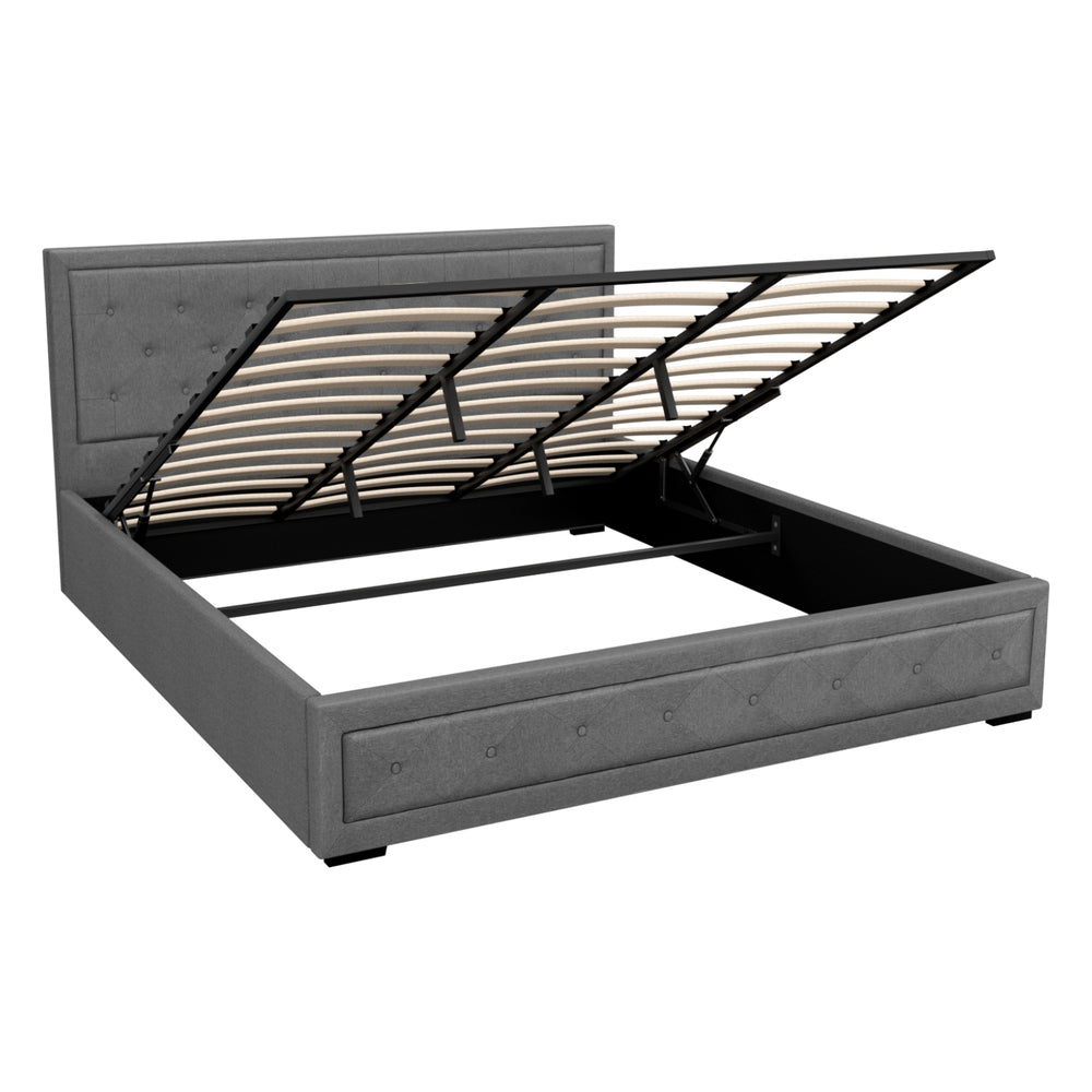 Bed Frame King Size Gas Lift Grey Tiyo