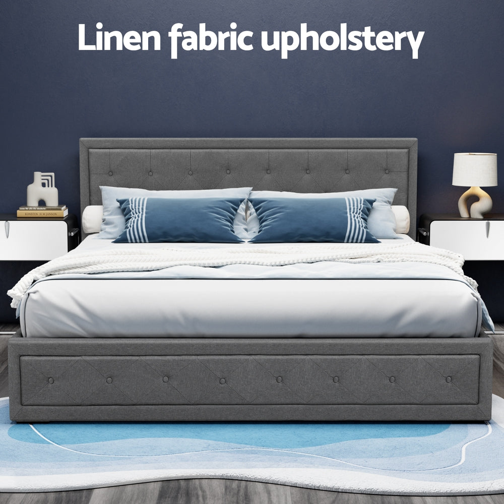 Bed Frame King Size Gas Lift Grey Tiyo