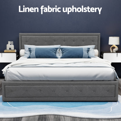 Bed Frame King Size Gas Lift Grey Tiyo