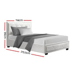 King Single Size Gas Lift Bed Frame Base With Storage Mattress White Leather