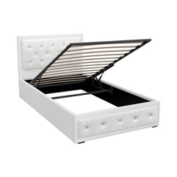 Bed Frame King Single Size Gas Lift White Tiyo