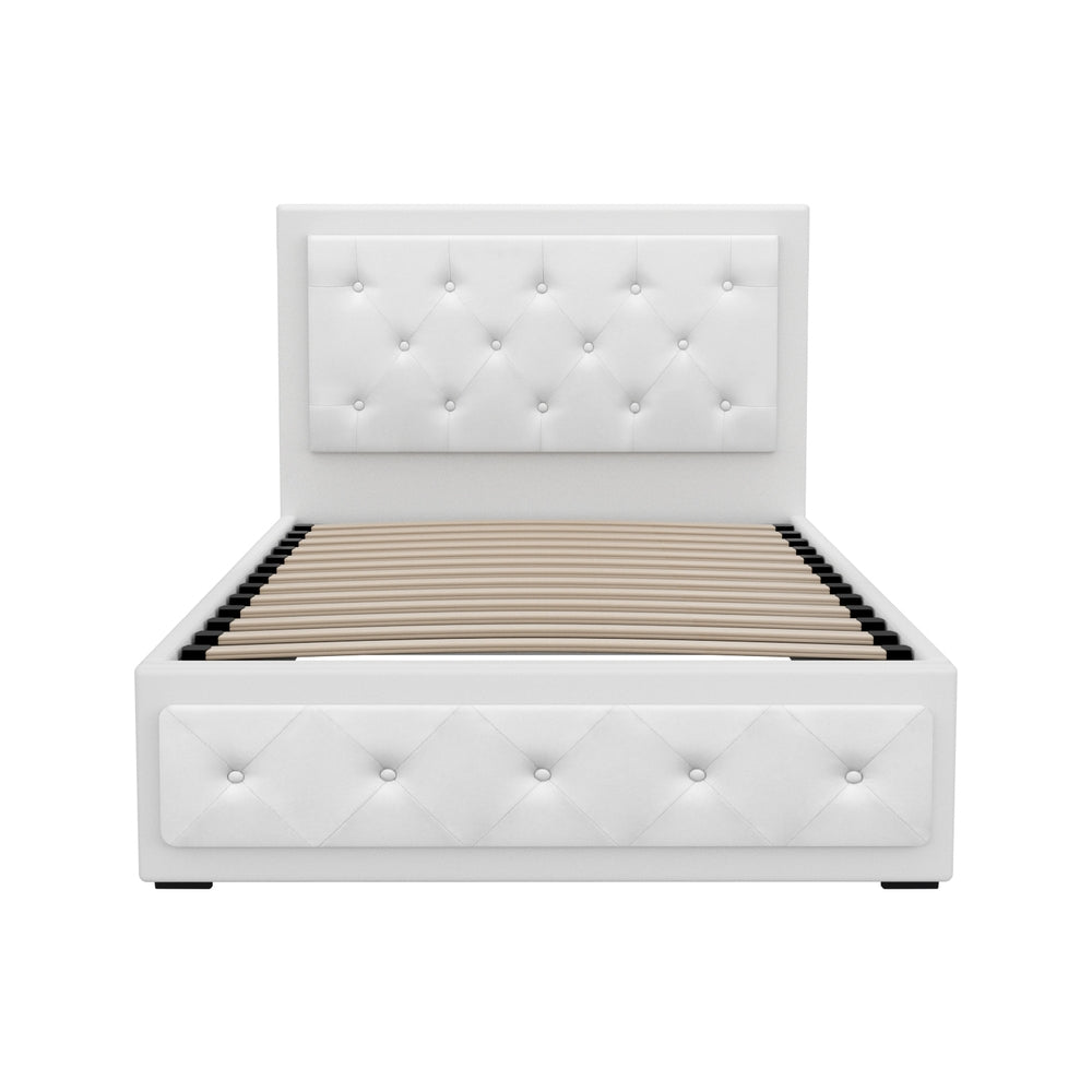 Bed Frame King Single Size Gas Lift White Tiyo