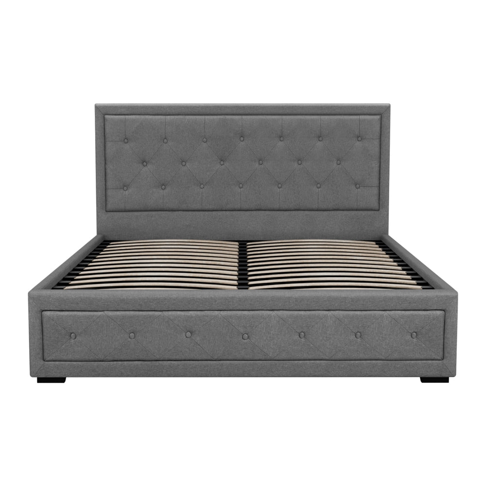 Bed Frame Queen Size Gas Lift Grey Tiyo