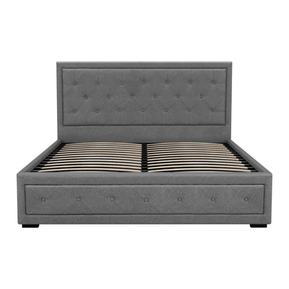 Bed Frame Queen Size Gas Lift Grey Tiyo