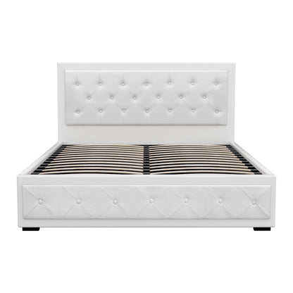 Bed Frame Queen Size Gas Lift White Tiyo