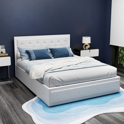 Bed Frame Queen Size Gas Lift White Tiyo