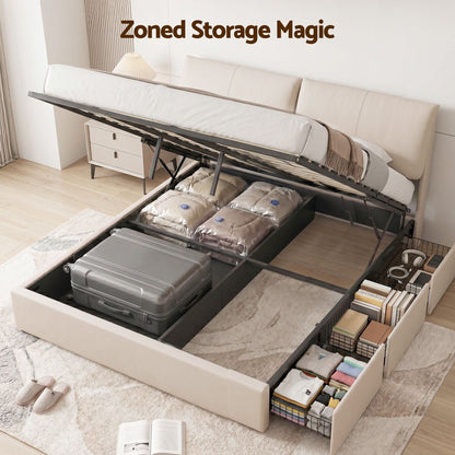 King Bed Frame Gas Lift Storage Drawers | HomeAndLiving - 5
