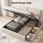King Bed Frame Gas Lift Storage Drawers | HomeAndLiving