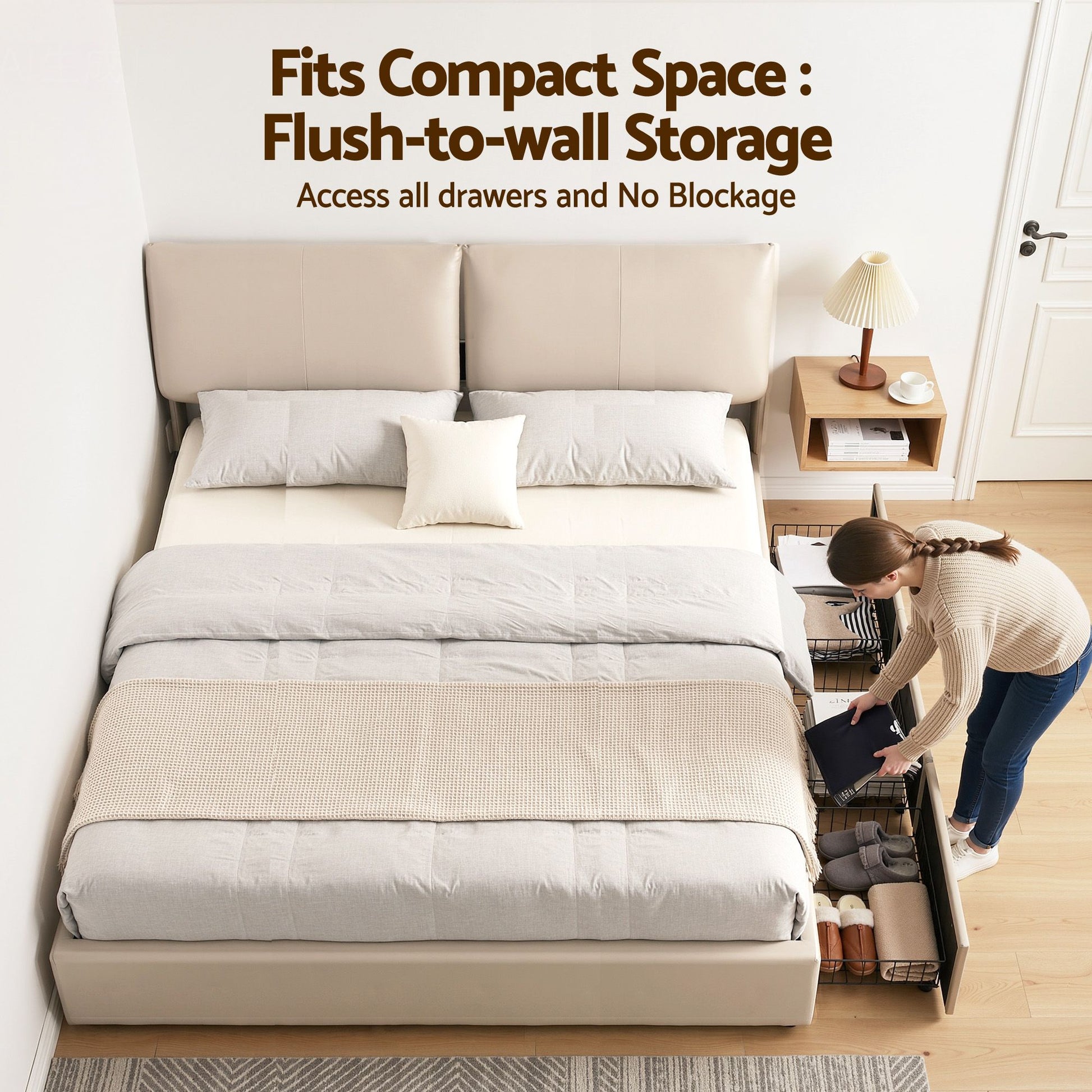 King Bed Frame Gas Lift Storage Drawers | HomeAndLiving - 8
