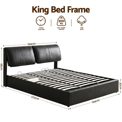 King Bed Frame Gas Lift Storage Drawers | HomeAndLiving - 3