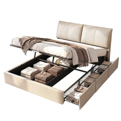 Queen Bed Frame Gas Lift Storage Drawers | HomeAndLiving - 2