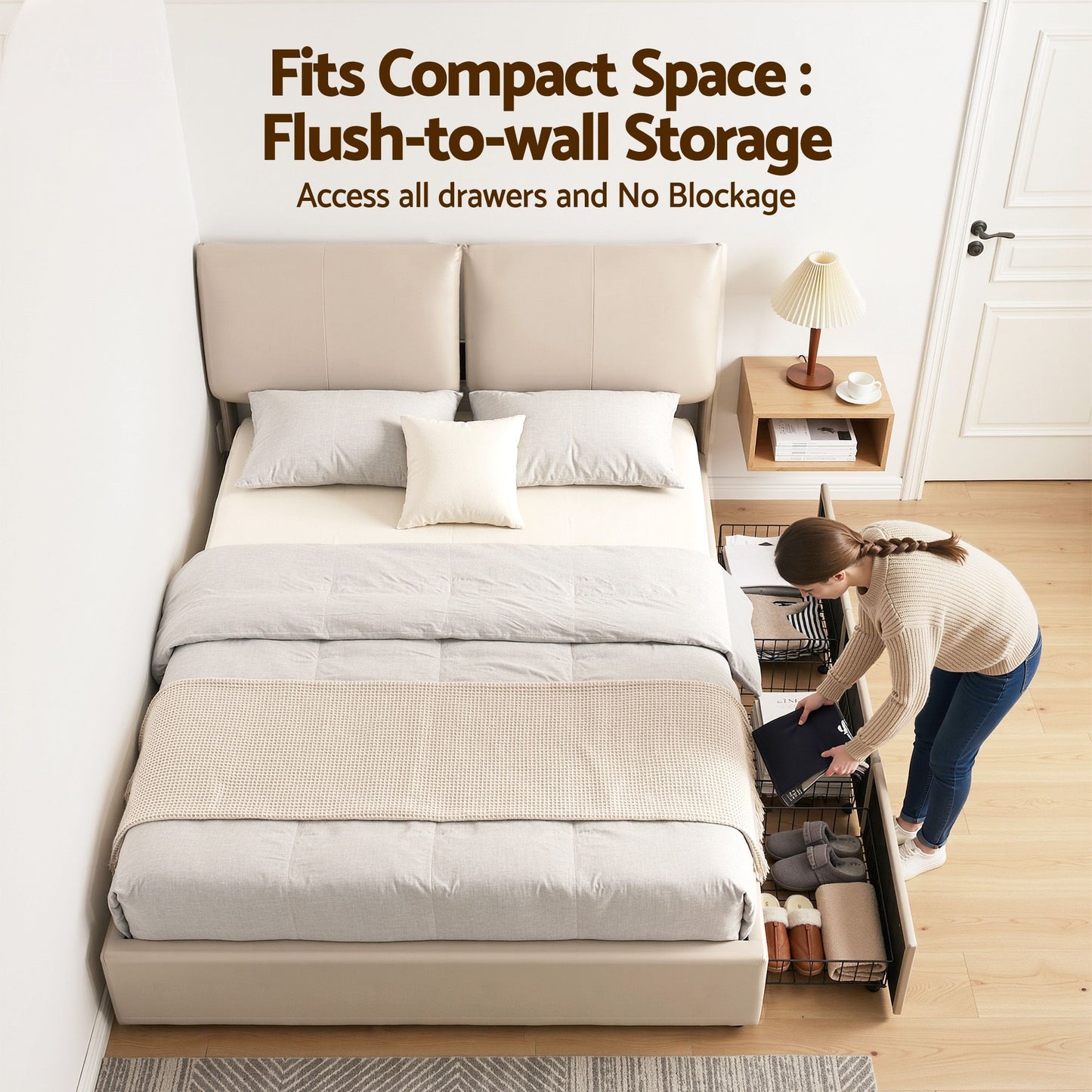 Queen Bed Frame Gas Lift Storage Drawers | HomeAndLiving - 8