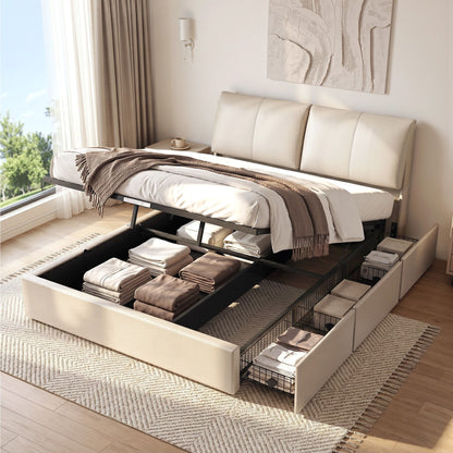 Queen Bed Frame Gas Lift Storage Drawers | HomeAndLiving