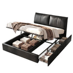 Queen Bed Frame Gas Lift Storage Drawers Black | HomeAndLivi