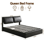 Queen Bed Frame Gas Lift Storage Drawers Black | HomeAndLivi