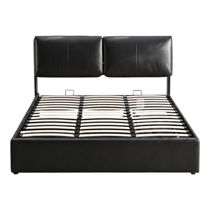 Queen Bed Frame Gas Lift Storage Drawers Black | HomeAndLiving - 4