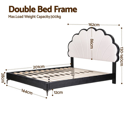 Double Bed Frame Adjustable Headboard 201x144cm