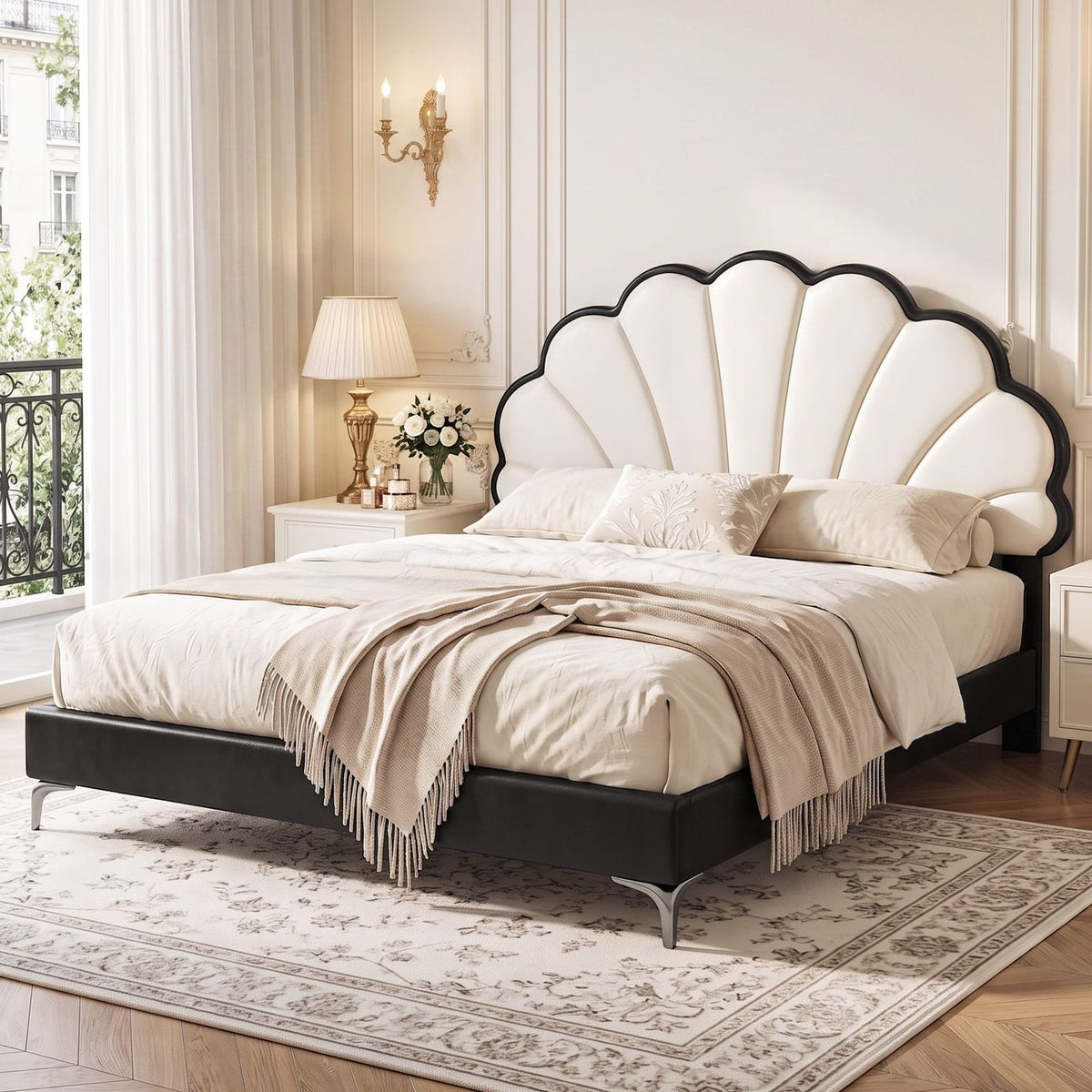 Double Bed Frame Adjustable Headboard 201x144cm