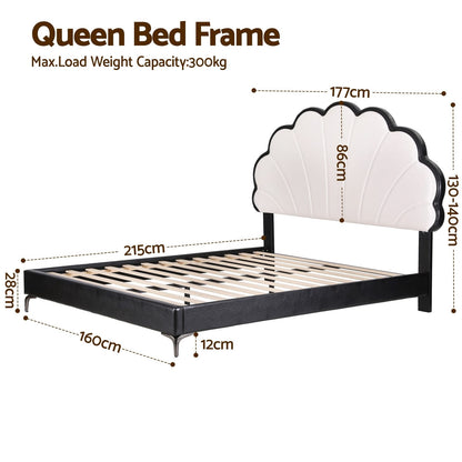Queen Bed Frame Adjustable Headboard 215x160cm