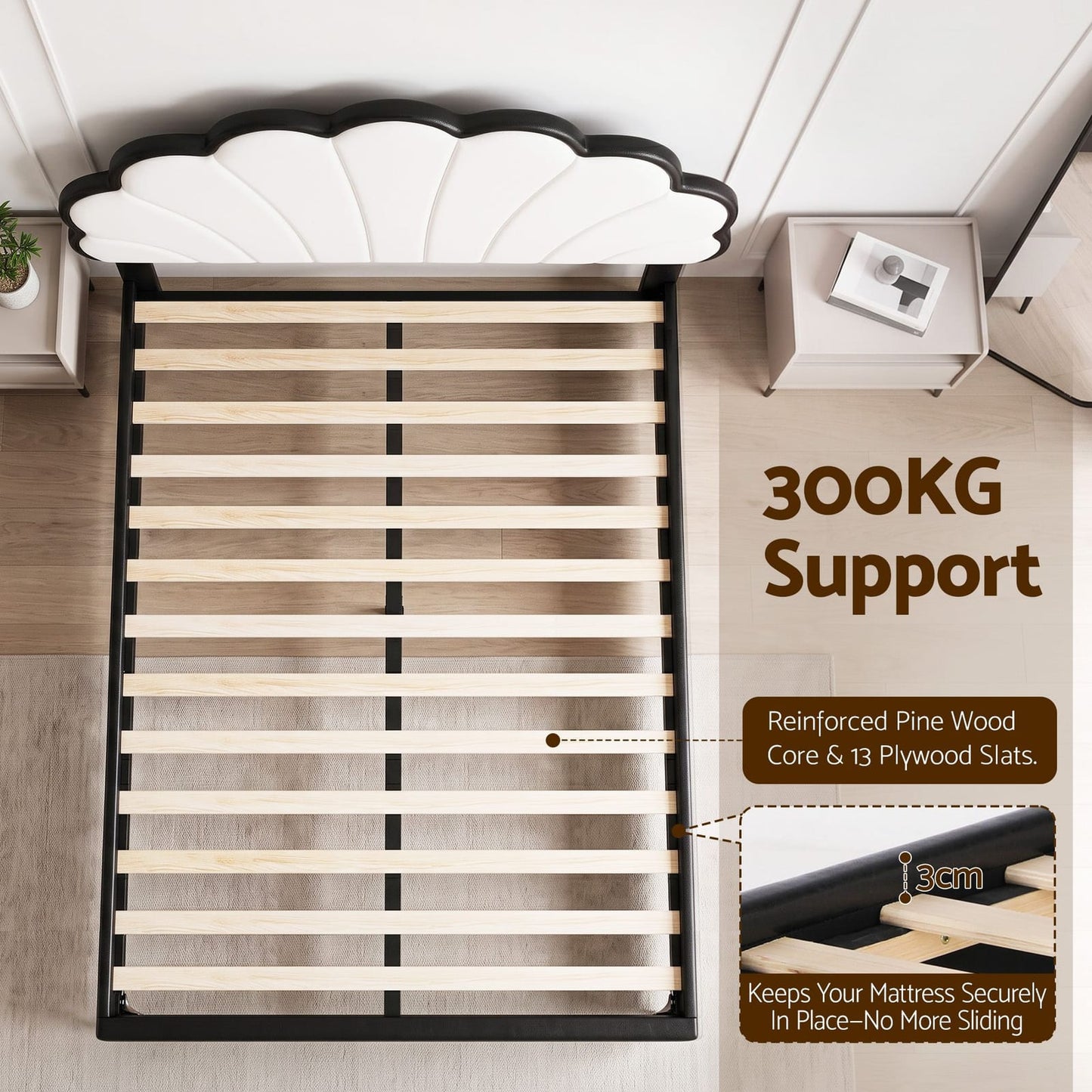 Queen Bed Frame Adjustable Headboard 215x160cm