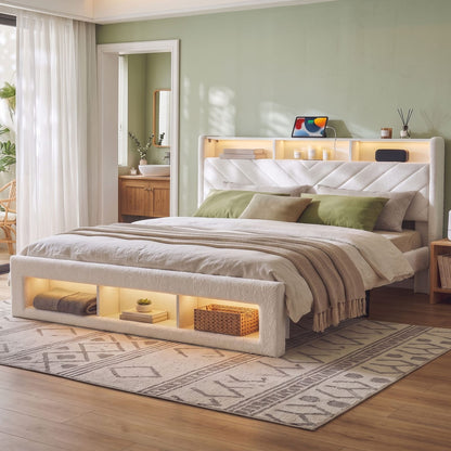 King Bed Frame Storage White