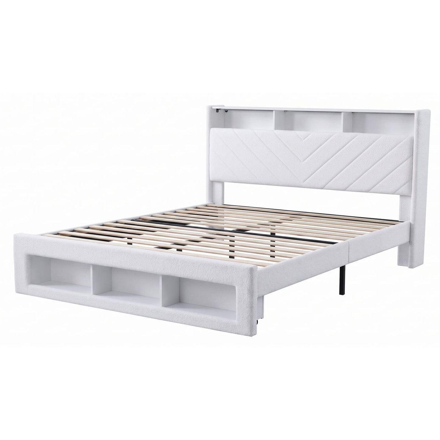 King Bed Frame Storage White