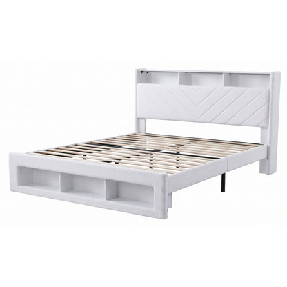 King Bed Frame Storage White