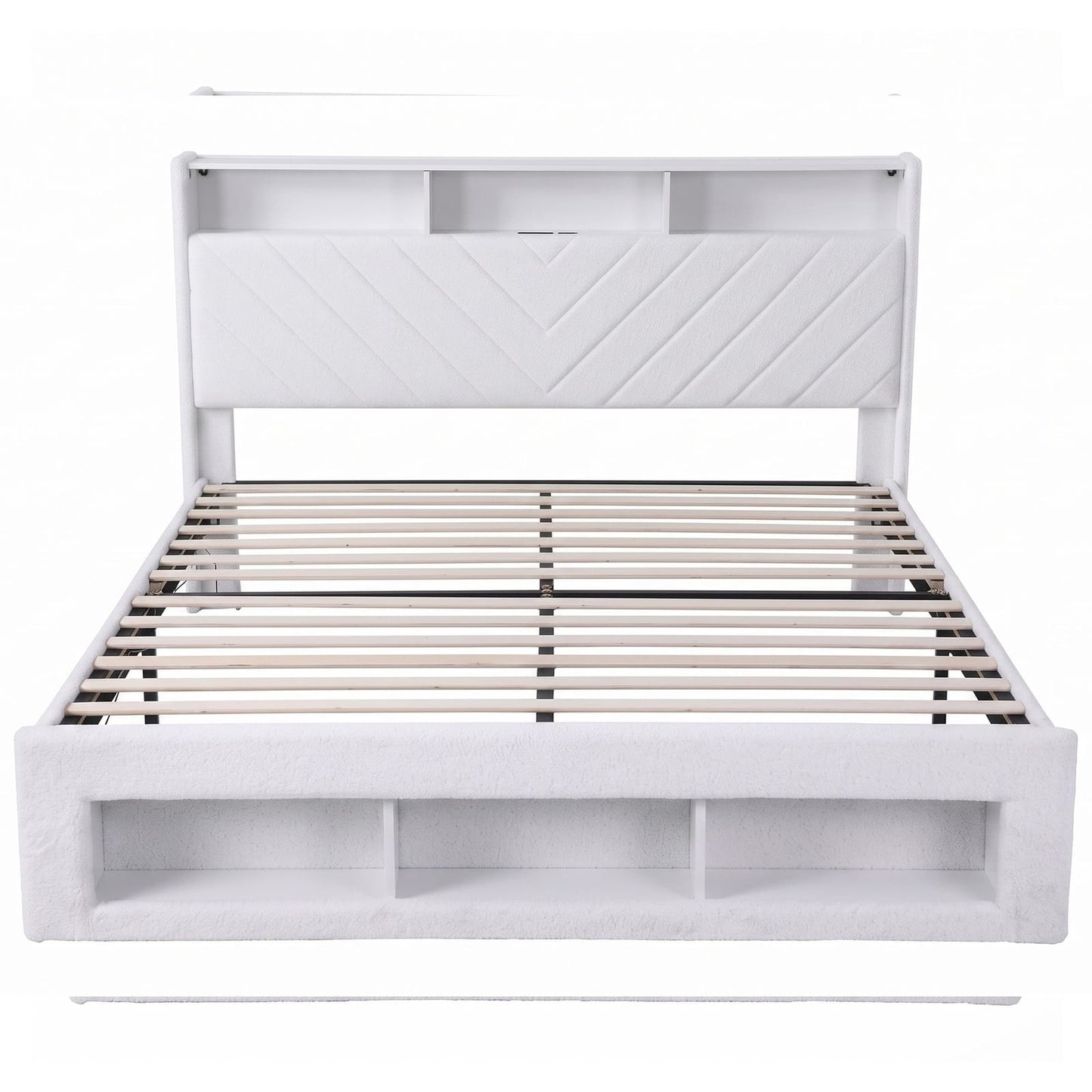 King Bed Frame Storage White