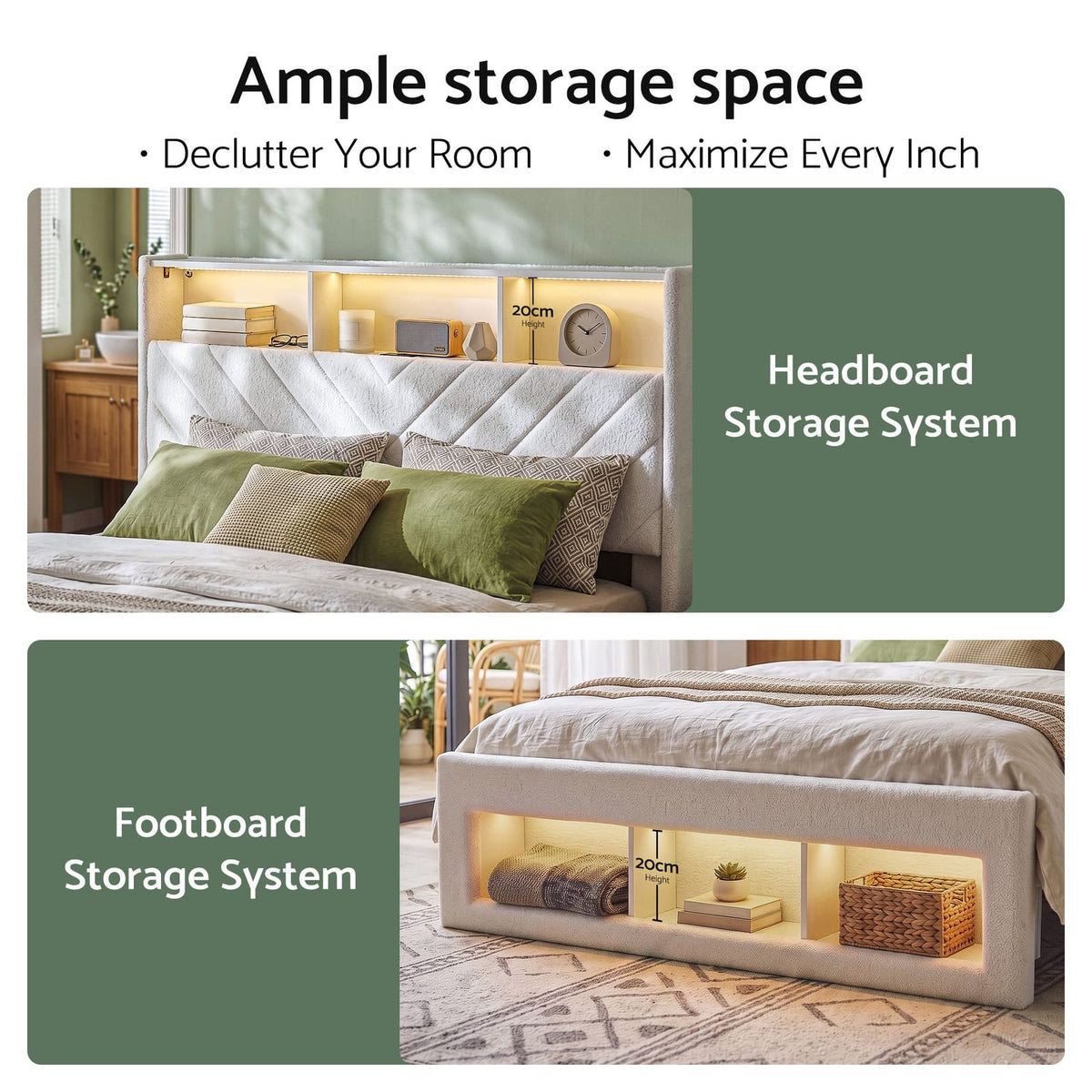 King Bed Frame Storage White