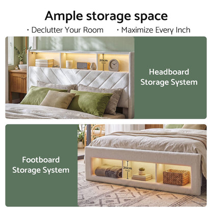 King Bed Frame Storage White