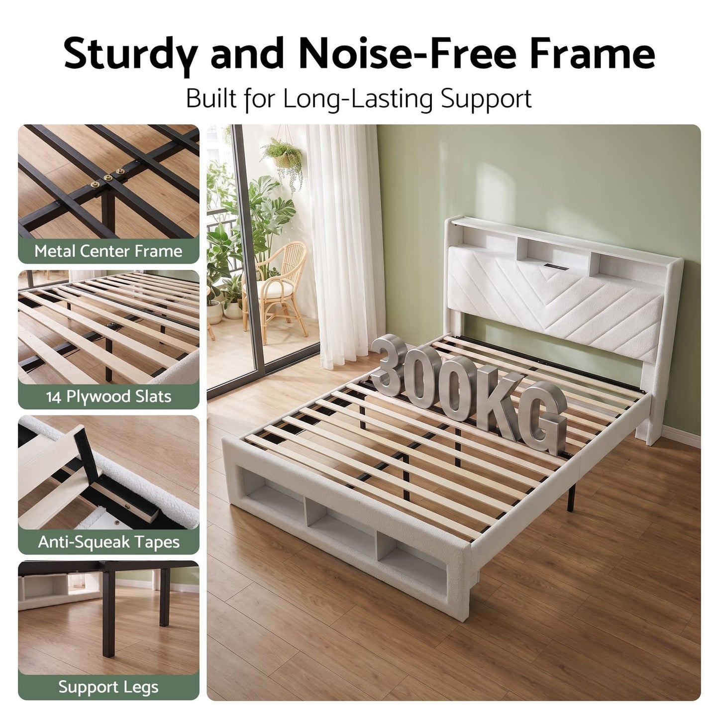 King Bed Frame Storage White