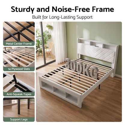 King Bed Frame Storage White