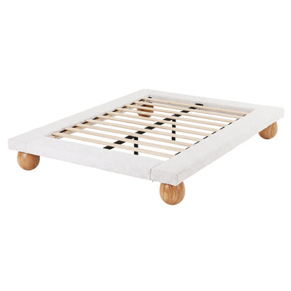 Queen Bed Frame Boucle Upholstery 205x156x29cm