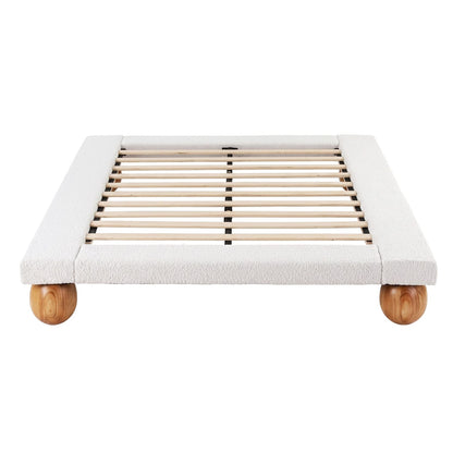 Queen Bed Frame Boucle Upholstery 205x156x29cm