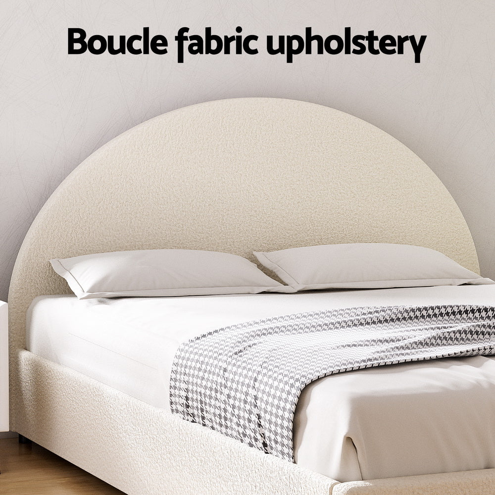 Bed Frame Gas Lift Strorage Beds Base Platform Boucle Fabric Double