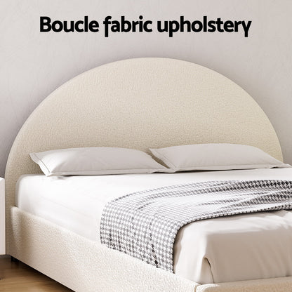 Bed Frame Gas Lift Strorage Beds Base Platform Boucle Fabric Double