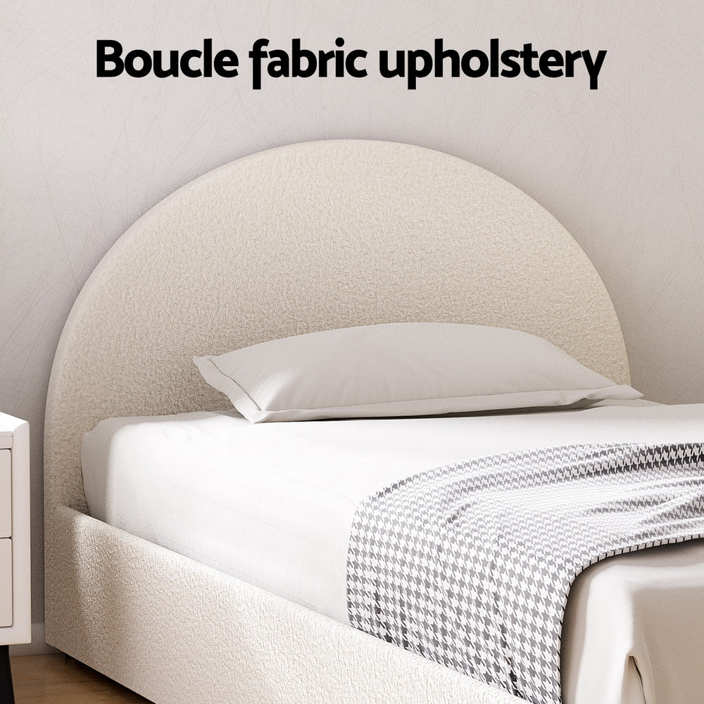 Bed Frame Gas Lift Strorage Beds Base Platform Boucle Fabric King