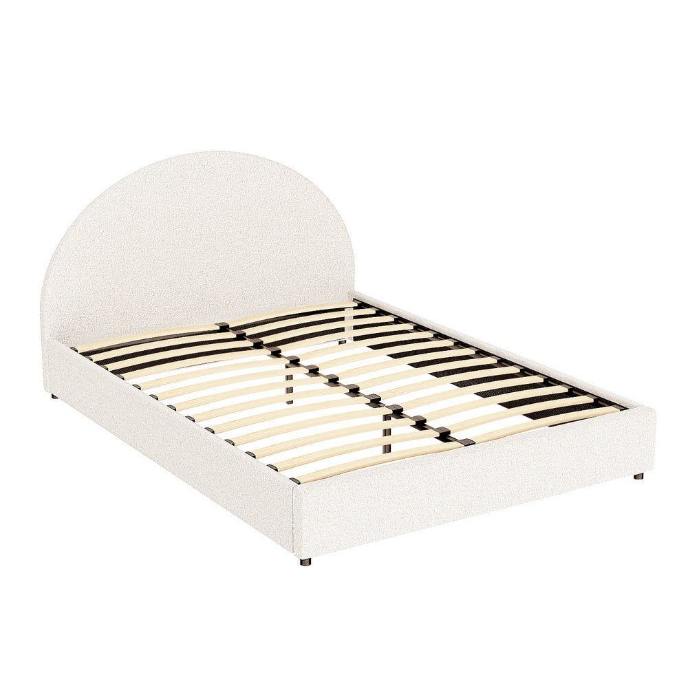 Bed Frame Gas Lift Strorage Beds Base Platform Boucle Fabric Queen