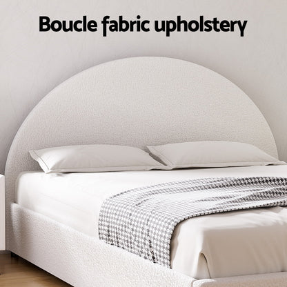 Bed Frame Gas Lift Strorage Beds Base Platform Boucle Fabric Queen