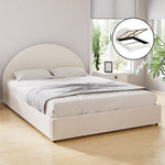 Bed Frame Gas Lift Strorage Beds Base Platform Boucle Fabric Queen